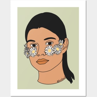 Woman with daisies Posters and Art